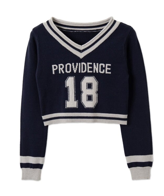 WEGO ナンバリングコンパクトニット ネイビー