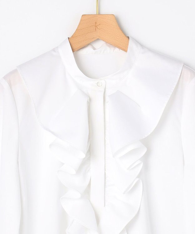 組曲 【KUMIKYOKU NAVY】コットンタッチシャーティングラッフルフレア ブラウス ホワイト系