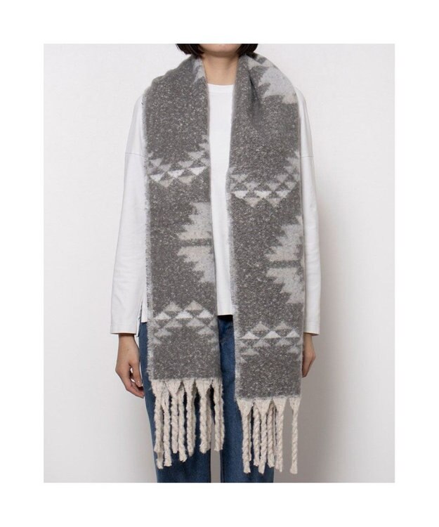 UNBILLION カシュネ cache nez / リサイクルポリオルテガ柄ジャカードストール GY