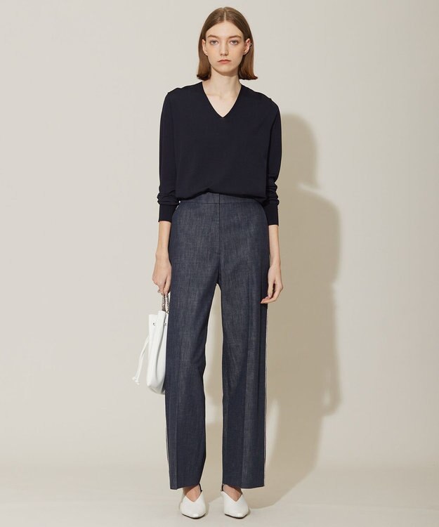 ICB 【WEB限定カラーあり・接触冷感・UVケア・洗える】 シンセティックハイゲージ Vネックプルオーバー ネイビー系