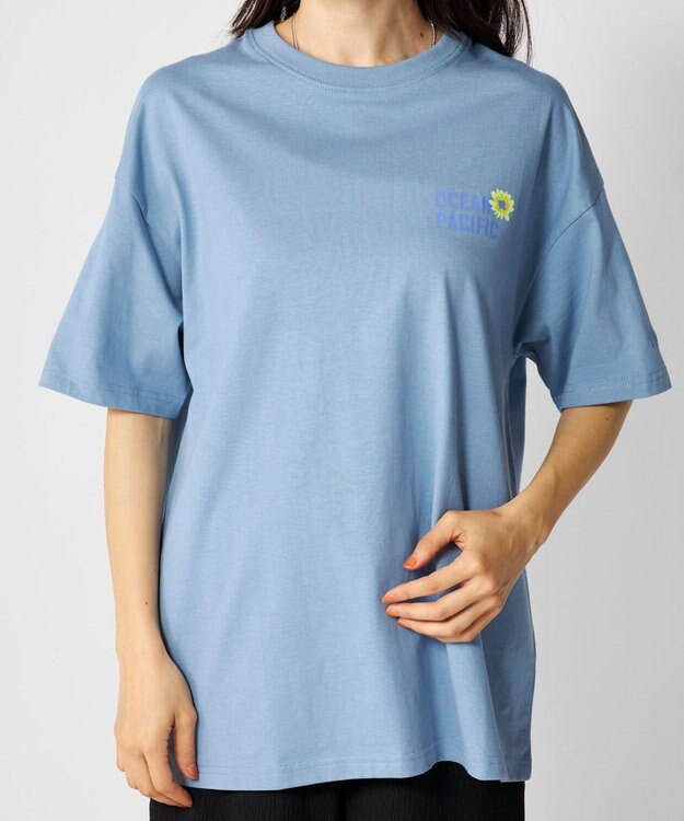 OP／FILA 【Ocean Pacific】フラワーバックプリントTシャツ ブルー