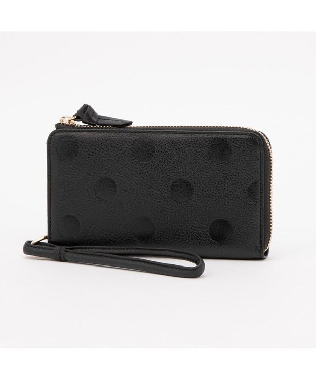 UNBILLION ペルケ perche / ドット型押しL字ロングストラップウォレット ブラック