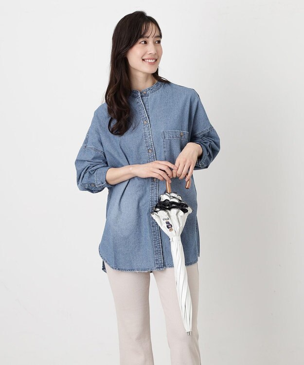 MOONBAT 【WEB限定/遮光率100%/遮熱/UV】POLO RALPH LAUREN（ポロ ラルフローレン）晴雨兼用日傘 ワンポイント ポロベア刺繍 フリル 折りたたみ傘 長折タイプ オフホワイト