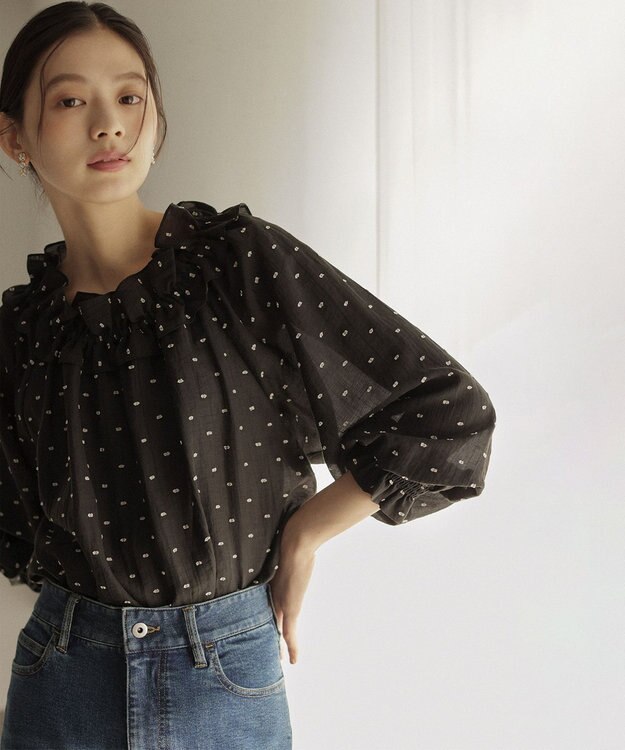 組曲 【Flower Collection】フラワードット ブラウス ブラック系