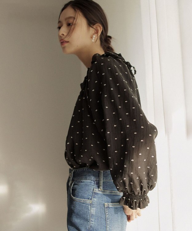 組曲 【Flower Collection】フラワードット ブラウス ブラック系