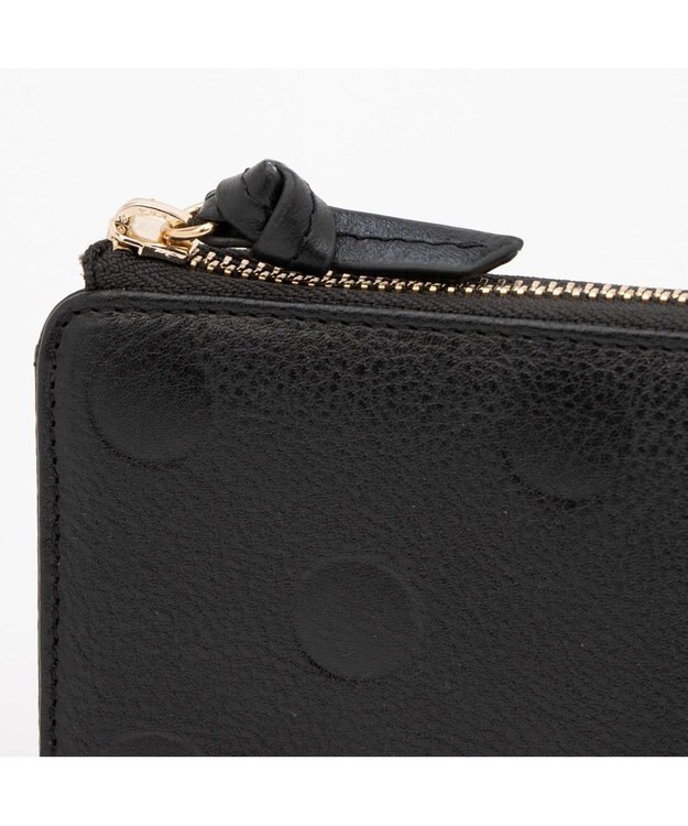 UNBILLION ペルケ perche / ドット型押しL字ロングストラップウォレット ブラック