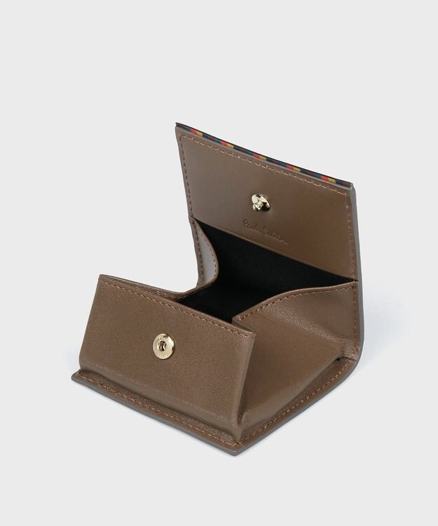 Paul Smith ブライトストライプトリムSS24 コインケース ブラウン