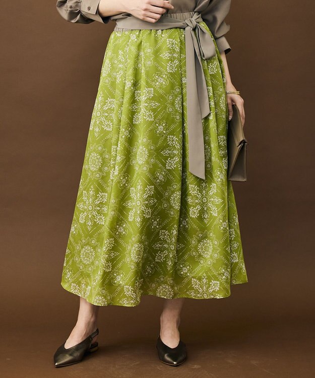 自由区 ロータスタイルプリント スカート ピスタチオ