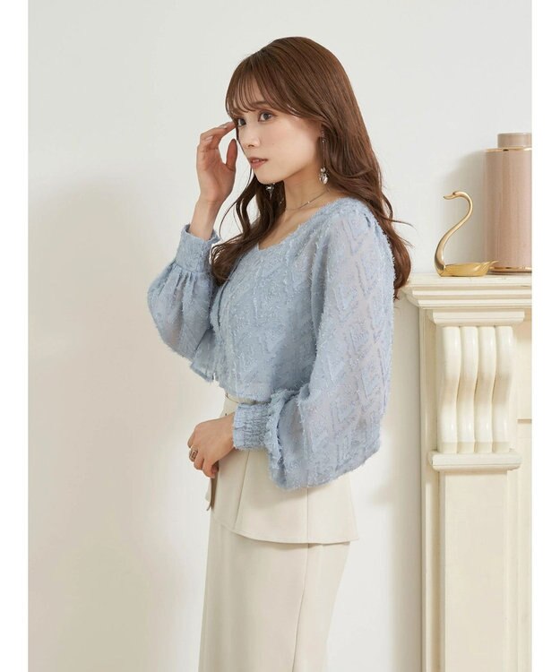 earth music&ecology ＳＥＴ２点カットジャカードカーディガン＋ビスチェ Sax