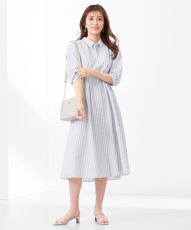 ANY SIS 【UVカット】2WAYレディ シャツ ワンピース オフストライプ