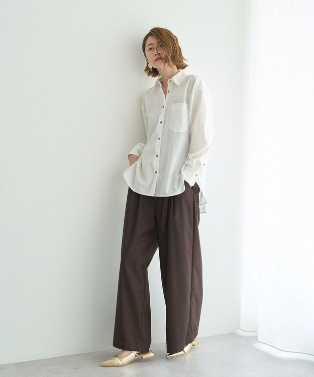 YECCA VECCA ベルト付き2wayタックワイドパンツ Dark Brown