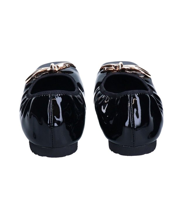 Bridget Birkin 【PARADIS COULEUR】スクエアトウメタルリボンバレエシューズ ブラックエナメル