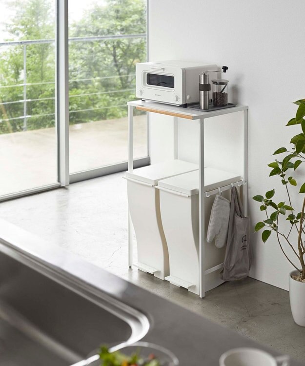 【美品】タワー　ゴミ箱上ラック　ホワイト 伸縮 ゴミ箱上ラック タワー ホワイト / tower | ファッション通販