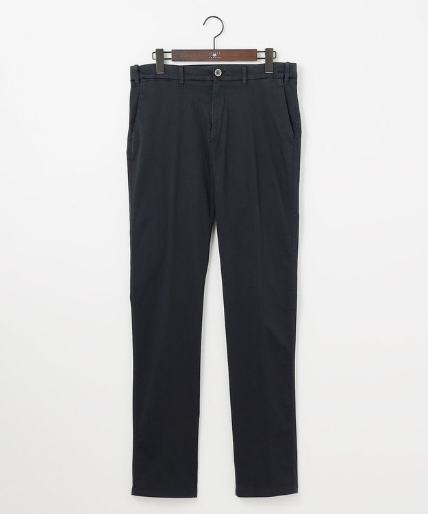 JOSEPH ABBOUD 【イタリア素材/ウエストも伸びる】ハイパワーサテンストレッチパンツ ネイビー系