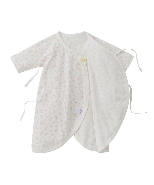 MIKI HOUSE HOT BISCUITS 【50-60cm】 フライス コンビ肌着 プリント柄 ピンク