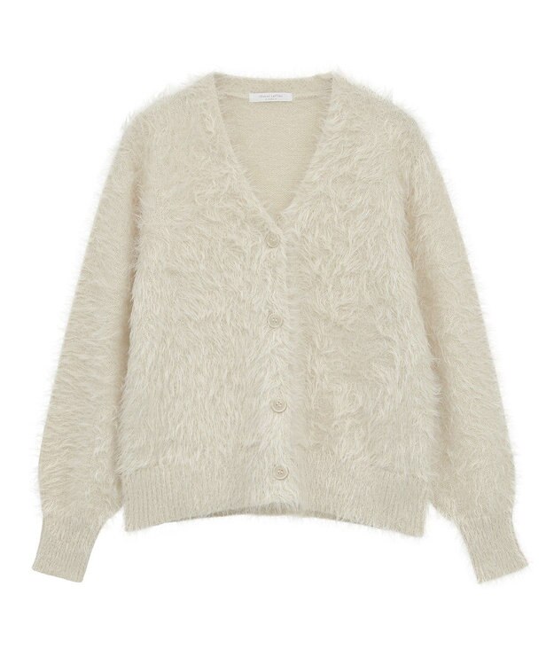 Green Parks シャギーＶネックカーディガン Ecru