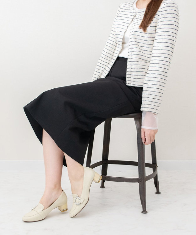 Bridget Birkin 【Bridget Birkin】ヒールアップバックルベルトローファー ベージュエナメル