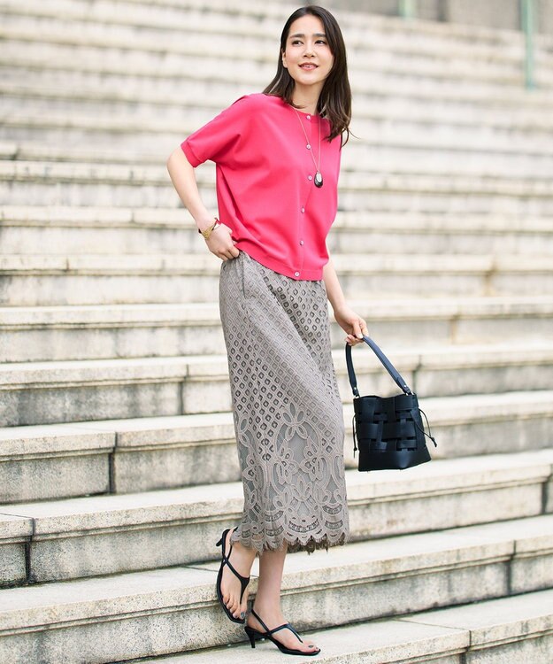 自由区 【SHIHOさん着用・こだわり素材・セットアップ対応】パネルレース スカート カーキ