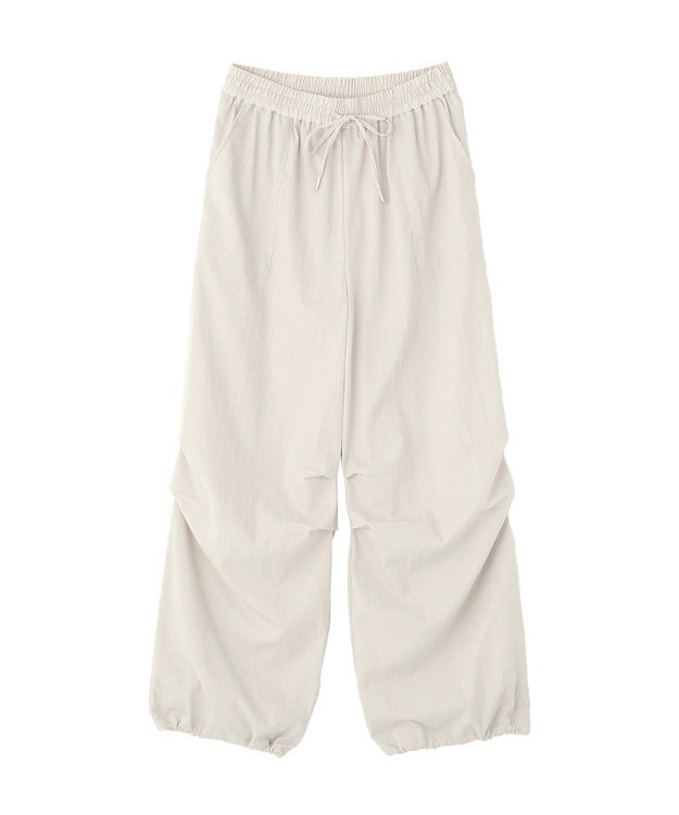 Green Parks 表面感サテンタックパンツ Gray Beige