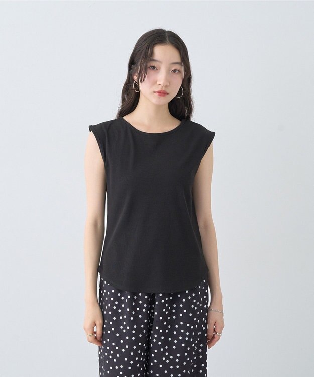 earth music&ecology 前後２ｗａｙステッチリブタンクトップ Black