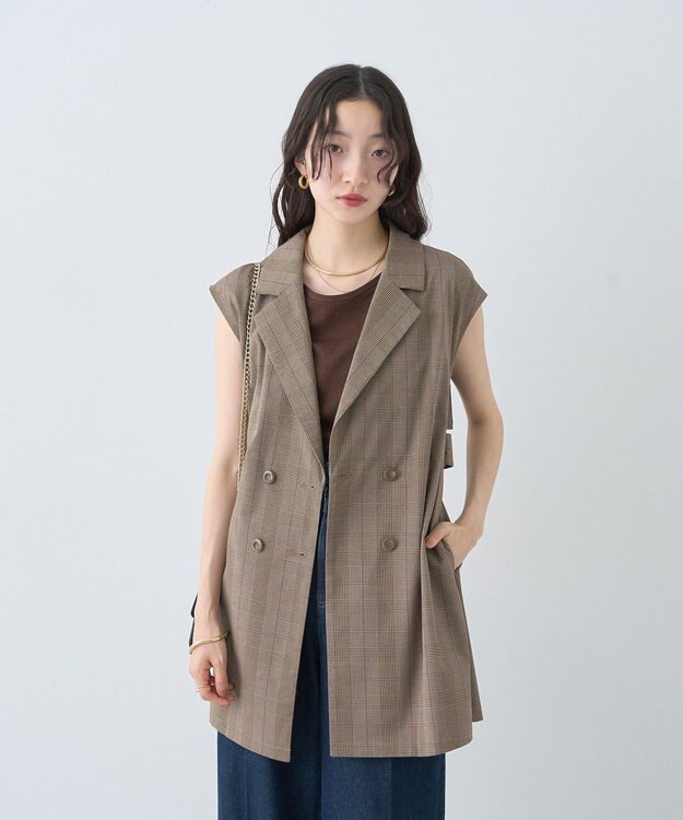 earth music&ecology 前後２ｗａｙステッチリブタンクトップ Brown