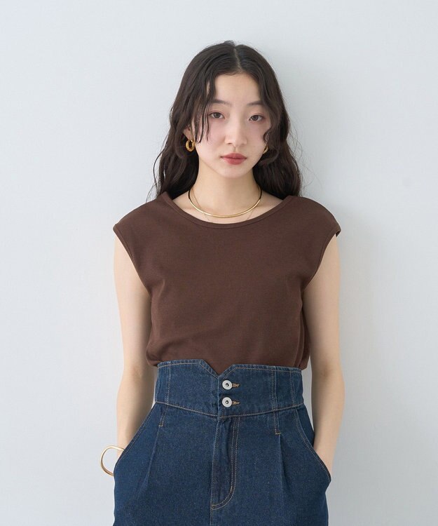 earth music&ecology 前後２ｗａｙステッチリブタンクトップ Brown