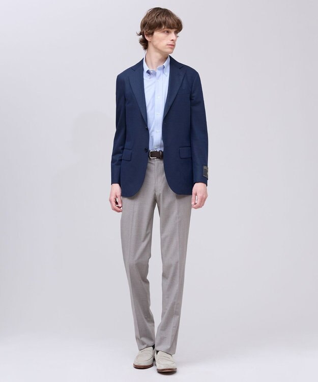 J.PRESS MEN 【吸水速乾 / 抗菌防臭 / 遮熱 / 防シワ】【J.PRESS OXFORD JERSEY】カノコインレイ半袖 シャツ / B.D. サックスブルー系