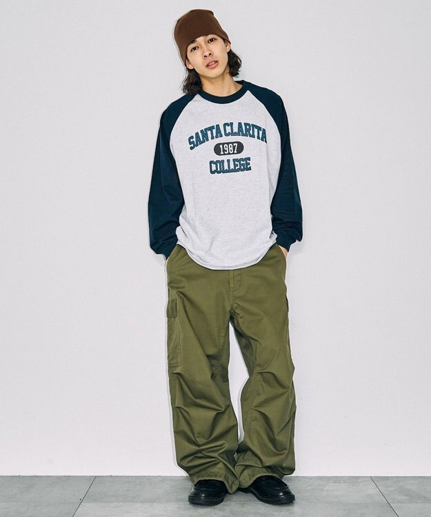 WEGO 【ユニセックス着用ITEM】ラグラングラフィックBIGロンT グレーその他