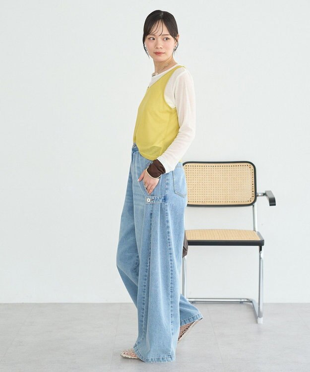 earth music&ecology SET2点ハイショクシアータンクトップ+ロンT Yellow