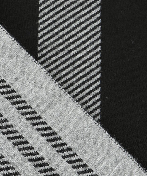 JOSEPH ABBOUD 【チクチクしない】リバーシブルSNOWYストライプマフラー ブラック系2