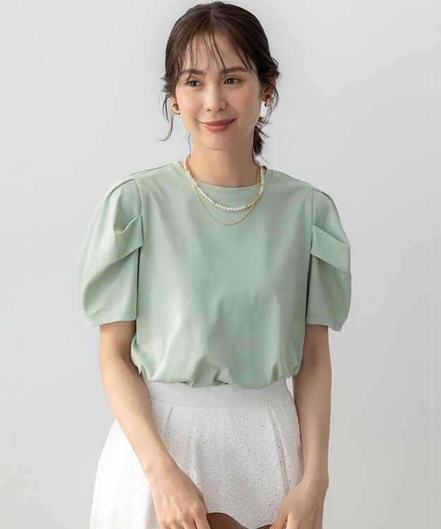 組曲 GIZAコットンタックスリーブ Tシャツ ミント系