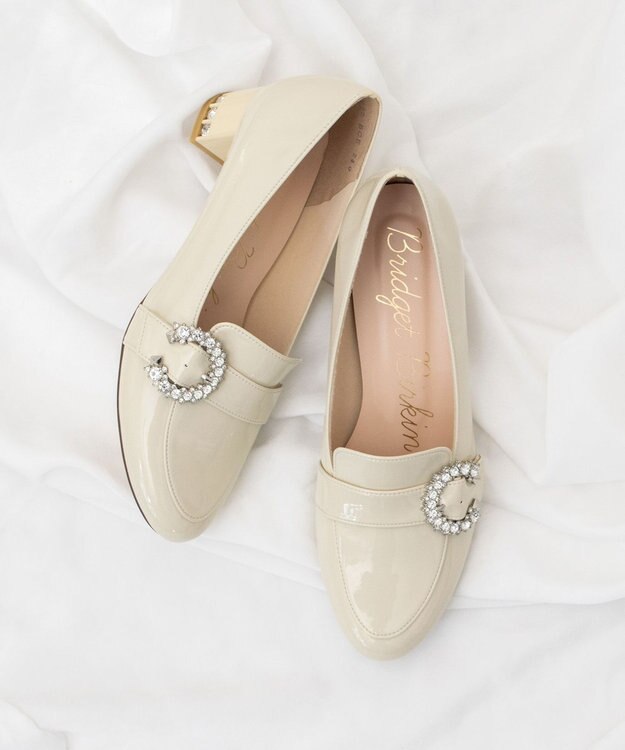 Bridget Birkin 【Bridget Birkin】ヒールアップバックルベルトローファー ベージュエナメル