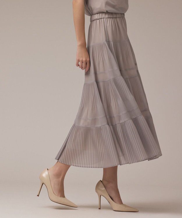 GRACE CONTINENTAL プリーツティアードスカート ベージュ
