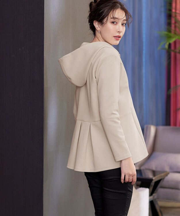 Tiaclasse L 【洗える】ソフトダンボールバックフレアフーディー ライトベージュ