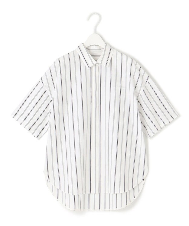 ICB 【WEB限定カラーあり・洗える】ラッフルデザインシャツ オフホワイトストライプ系