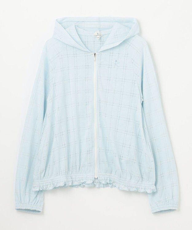 組曲 KIDS 【150-160㎝】【UVケア】オパールチェック パーカー サックスブルー系