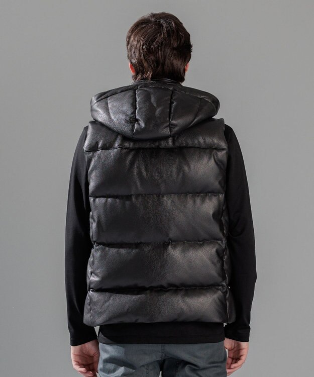 JOSEPH HOMME ライトゴートシュリンクレザー　ダウンベスト ブラック系