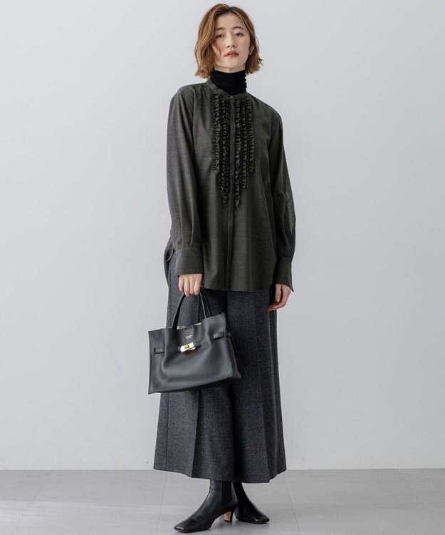 23区 L 【VERY11月号掲載/洗える】TWボイル フリルディテール ブラウス グレー系