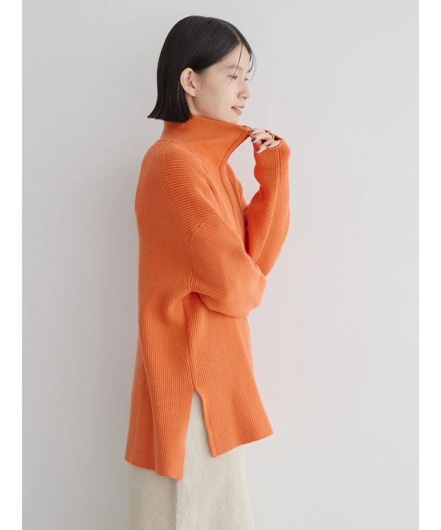 AMERICAN HOLIC バイパチハーフＺＩＰ片畦ニットプルオーバー　 Orange
