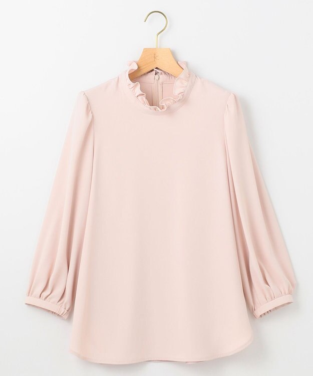 組曲 【KUMIKYOKU NAVY】ジョーゼットシフォン スタンドフリルブラウス ピンクベージュ系