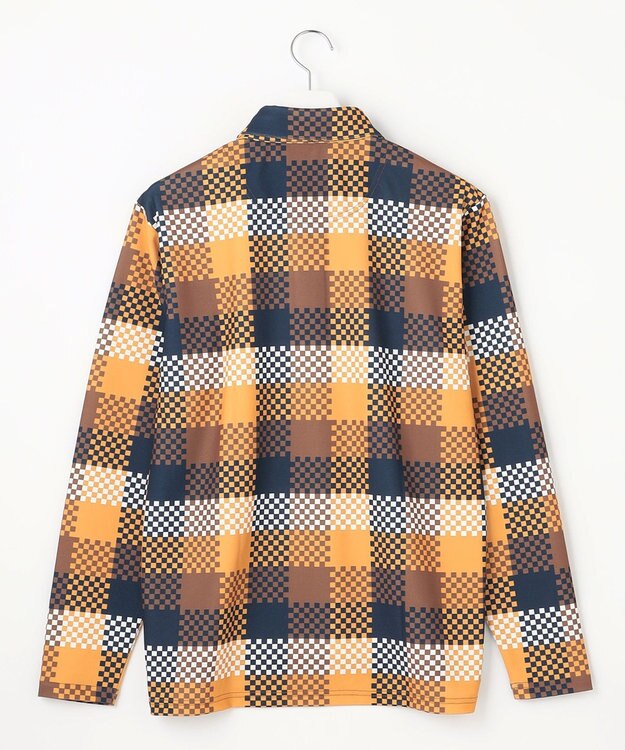 23区GOLF 【MEN/キングサイズ】【吸水速乾・UVケア】 チェック柄プリント 長袖シャツ イエロー系3