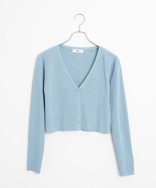 WEGO カラーリブショートカーデ ブルー