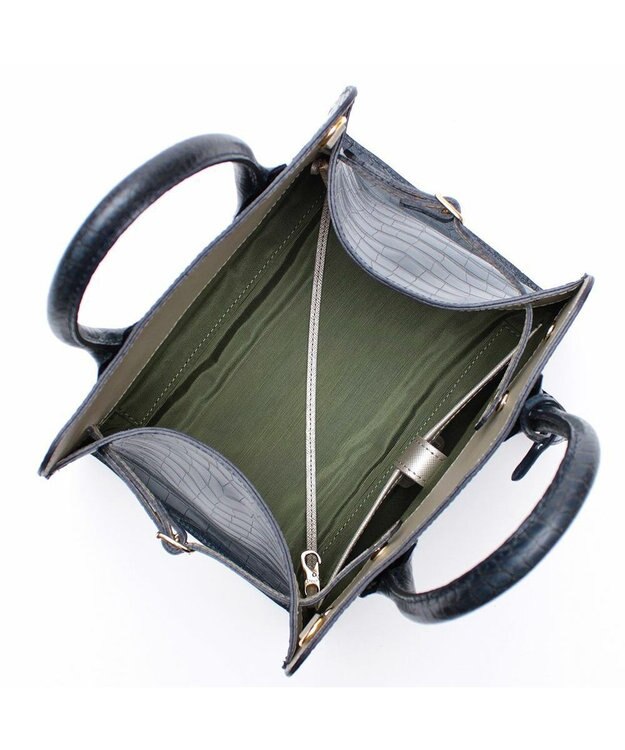 A.D.M.J. 【牛革】クロコ型押しサイドバックルトート25cm(ショルダーストラップ付) MRN