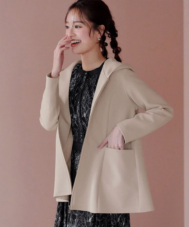 Tiaclasse L 【洗える】ソフトダンボールバックフレアフーディー ライトベージュ