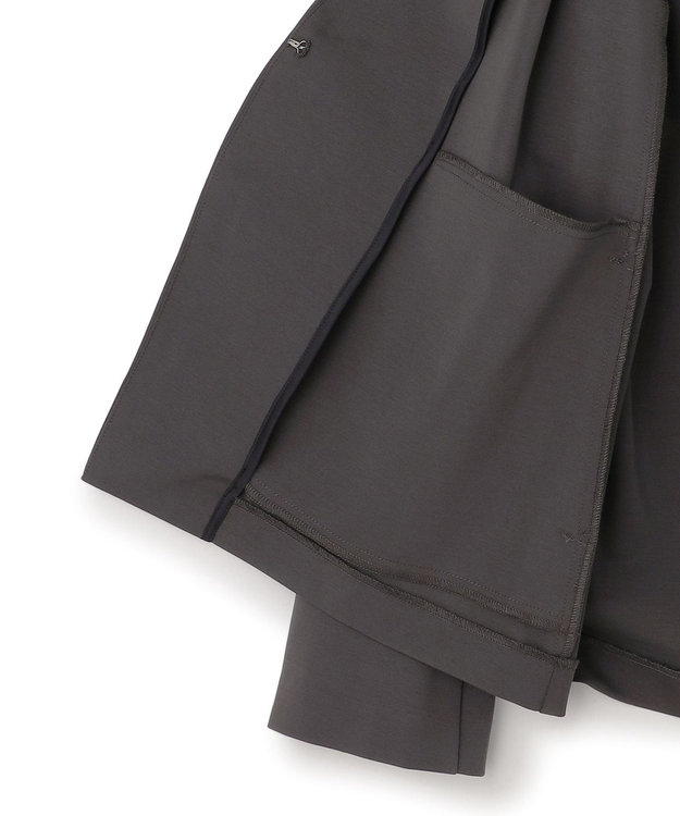 ICB L ナイロンストレッチポンチ ノーカラージャケット チャコール