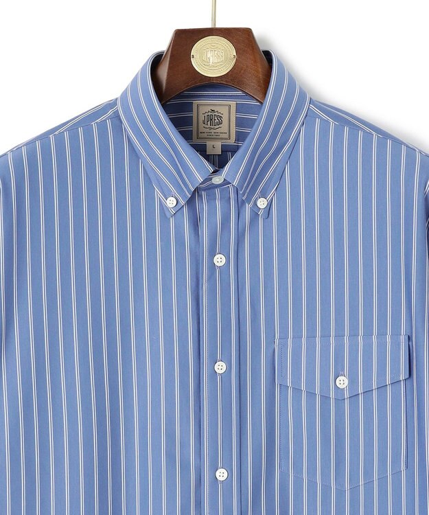 J.PRESS MEN パッチフラップ マルチストライプシャツ/B.D. サックスブルー系1