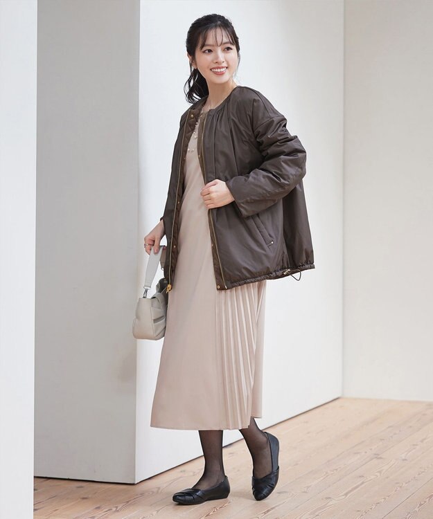 Tiaclasse 【リバーシブル】表裏2WAYベロアキルティングブルゾン モカ