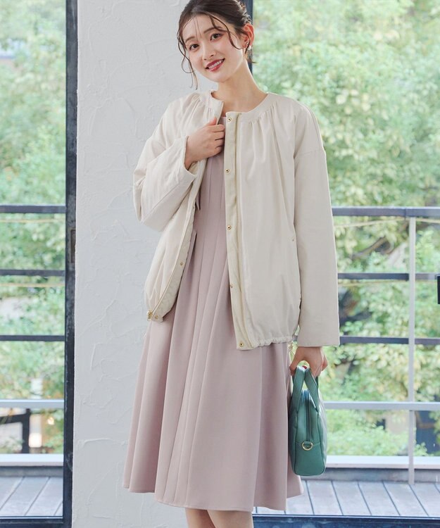 Tiaclasse 【リバーシブル】表裏2WAYベロアキルティングブルゾン オフホワイト