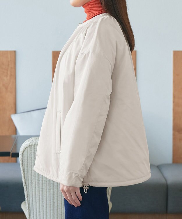 Tiaclasse 【リバーシブル】表裏2WAYベロアキルティングブルゾン オフホワイト