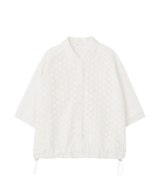 YECCA VECCA レースMIXレイヤードハーフスリーブシャツ White